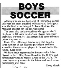 1991 NHS Boys Soccer Report